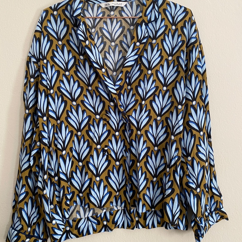 Zara printed pajama style blouse